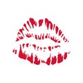 Red female lips imprint kiss. Beautiful kiss. Vector illustration