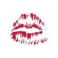 Red female lips imprint kiss. Beautiful kiss. Vector illustration