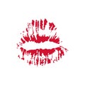Red female lips imprint kiss. Beautiful kiss. Vector illustration on white Royalty Free Stock Photo