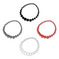 Red female necklace of precious stones. Dressing for women under the dress. Woman clothes single icon in cartoon,black