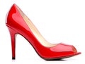 Red female shoe with open toe Royalty Free Stock Photo