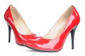 Red female shoes high heels isolated Royalty Free Stock Photo