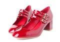 Red female shoes pair isolated.