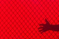 Red Fence and hand Shadow Royalty Free Stock Photo