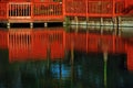 Red fence on the river