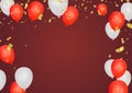 red Festive background with flags On Transparent Background. Celebration Event & Birthday. Vector Royalty Free Stock Photo