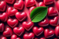 red festive background of hearts sweets berries cherry