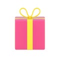 Red festive box with yellow knot 3d icon Royalty Free Stock Photo