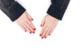 Red festive female manicure