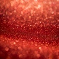 Red festive glitter background with gradual fade, bokeh and selective focus in square format