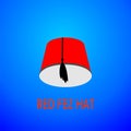 red fez hat flat vector illustration