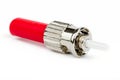 Red fiber optic ST connector Royalty Free Stock Photo
