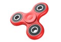 Red fidget finger spinner stress, anxiety relief toy. 3D render, isolated on white background. Royalty Free Stock Photo