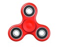 Red fidget finger spinner stress, anxiety relief toy. 3D render, isolated on white background. Royalty Free Stock Photo