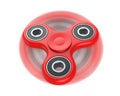 Red fidget finger spinner stress, anxiety relief toy, in motion. 3D render, isolated on white background. Royalty Free Stock Photo