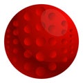 Red field hockey ball icon, cartoon style