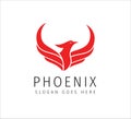 red fiery flame open wing phoenix vector icon logo design