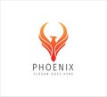 red fiery flame open wing phoenix vector icon logo design