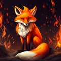 red fiery flaming fox illustration background