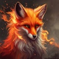 red fiery flaming fox illustration background