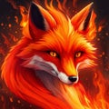 red fiery flaming fox illustration background