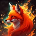 red fiery flaming fox illustration background