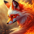 red fiery flaming fox illustration background