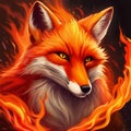 red fiery flaming fox illustration background