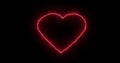 red Fiery heart on a black background. Abstract hot heart shape, flame frame. Gradually, a burning outline of fire and Royalty Free Stock Photo