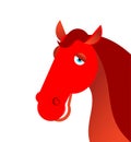 Red fiery horse on white background. Animal symbol of year on Ch