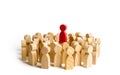 Red figure leader stands at the head of the crowd. Business concept of leader and leadership