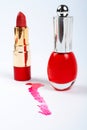 Red fingernail polish and lipstick Royalty Free Stock Photo