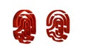 Red Fingerprint icon isolated on transparent background. ID app icon. Identification sign. Touch id.