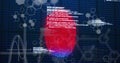 Red fingerprint overlaying digital data and binary code, symbolizing cybersecurity Royalty Free Stock Photo