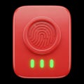 Red fingerprint scanner icon with three green indicator lights for security and authentication Royalty Free Stock Photo