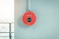 Red fire alarm button on wall Royalty Free Stock Photo