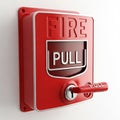 Red Fire Alarm Pull Station with Key Lock and Pull Handle emergency safety Royalty Free Stock Photo