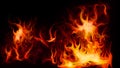 Red fire burning flames on dark background Royalty Free Stock Photo