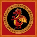 The red fire dragon with the little horn and two little wings for the storybook inspiration