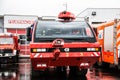 Red fire engine on airfield