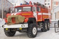 Red fire engine ready for rescue Royalty Free Stock Photo