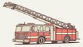 Red Fire Engine Vector Illustration, vector design Generative AI Royalty Free Stock Photo
