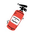 Red Fire Extinguisher as Active Protection Device and Safety Equipment Vector Illustration