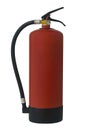 A red fire extinguisher with a black handle isolated on white background Royalty Free Stock Photo