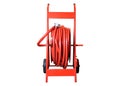 Red fire extinguisher hose and equipment