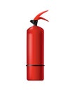 Red fire extinguisher. Isolated portable fire-fighting unit. Firefighter tool for flame fighting attention. Portable Royalty Free Stock Photo