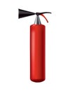 Red fire extinguisher. Isolated portable fire-fighting unit. Firefighter tool for flame fighting attention. Portable Royalty Free Stock Photo