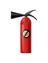 Red fire extinguisher. Isolated portable fire-fighting unit. Firefighter tool for flame fighting attention. Portable Royalty Free Stock Photo