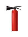 Red fire extinguisher. Isolated portable fire-fighting unit. Firefighter tool for flame fighting attention. Portable Royalty Free Stock Photo