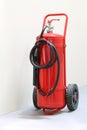 Red fire extinguisher ready in case of emergency fire Royalty Free Stock Photo